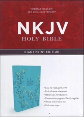 NKJV Giant Print Holy Bible Aqua Imitation Leather BRAND NEW in Shrink Wrap!!! - Image 1 of 3