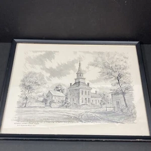 Bloomington Indiana Monroe County Courthouse 1826 Print Etching  - Picture 1 of 8