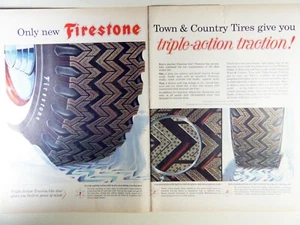 De colección 1956 FIRESTONE TIRES Lrg página completa revista anuncio impreso: automóvil - Imagen 1 de 1