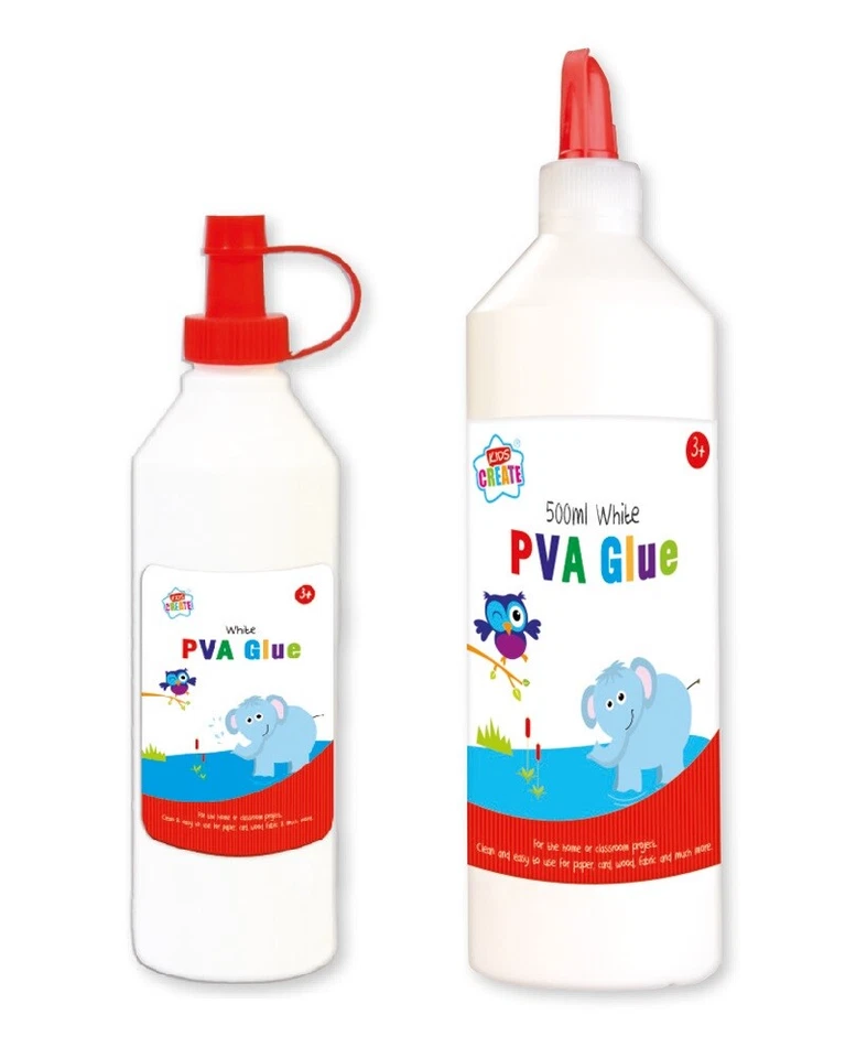 KIDS CREATE White PVA Glue Childrens Craft School Adhesive Dries Clear On Card Fabric Wood