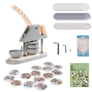58mm Button Badge Maker DIY Badge Making Punch Press Machine 100 Button Parts - Picture 1 of 12