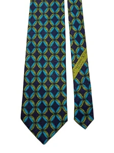 Valentino Krawatte geometrisch marineblau, grün, stumpf gelb Seide Herren Krawatte Italien gebraucht, in einwandfreiem Zustand - Bild 1 von 14