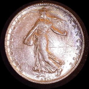 France 1919, 2 francs old world silver coin BU attractive lite tone #3425 - Picture 1 of 2