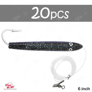 20pcs 6" Fish WOW! Fishing Cedar Plugs Tuna Mahi Marlin Rigged Wood Lure Purple - Picture 1 of 5