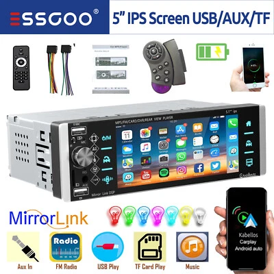 Autoradio 1 DIN Con 5" Schermo Senza Fili Carplay Android Auto USB Bluetooth AUX - Immagine 1 di 4