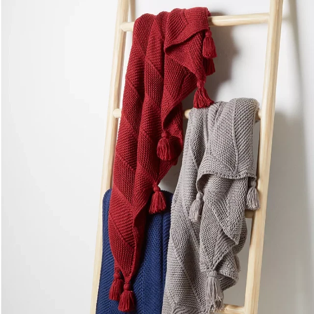 Charter Club Damask Design Chevron Throw, 50" x 60" RED - Image 1 of 2