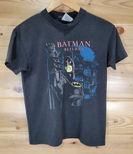 Vintage Batman Returns T Shirt Youth Size Large Black Fade Single Stitch - Picture 1 of 11
