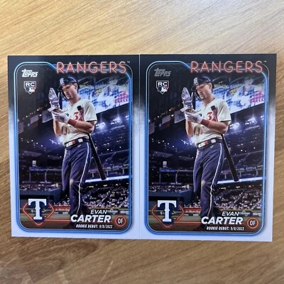 2024 Topps Update Series - #US58 Evan Carter (RC) - Texas Rangers LotX2 - Image 1 of 2