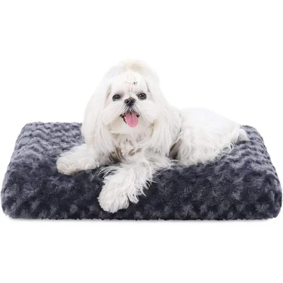 Alfombra de cama de felpa ultra suave para mascotas gris terciopelo rosa 21x13 perro gato pequeño Foto 1 de 4