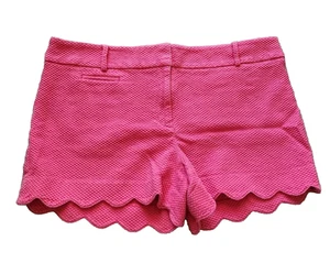 Pantalones cortos Ann Taylor Loft para mujer 14 dobladillo festoneado texturizado rosa 37 x 3,5 tiro medio - Imagen 1 de 5