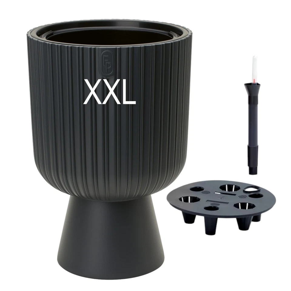 Runder Blumentopf mit Einsatz Blumenkübel Pflanzgefäß mit Bewässerungssystem XXL - Bild 1 von 4