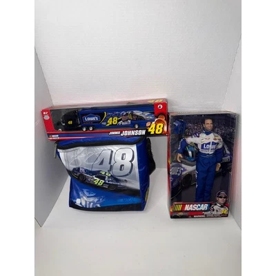 Muñeca Jimmie Johnson 48 NASCAR Racing Champions, camión transportador, bolsa de transporte Foto 1 de 4