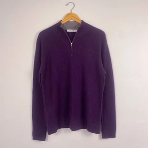 Kokun Men's 100% Cashmere Thermal Half Zip Sweater Purple Medium - Picture 1 of 6