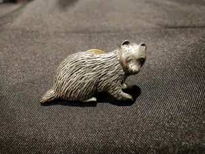 Pewter Badger Lapel Pin Badge Brooch -Signed A R Brown VGC  - Picture 1 of 5