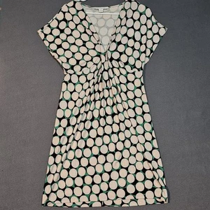 Diane von Furstenberg Dress Womens 8 Polka Dot Ruched Waist Short Sleeve - Picture 1 of 8