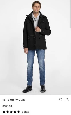 GUESS Six Pocket Wool Hooded Lined Jacket Coat Black Winter Men's Size  S - Image 1 of 4