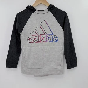 Adidas Girls' Fleece Pullover Rainbow Logo Hoodie Size Medium 10-12 Everyday - Picture 1 of 8