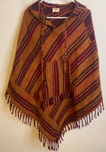 GYPSY ROSE Hoodie Cape Poncho Himalaya Brushed Fransen One Size Pullover Hippie - Bild 1 von 4