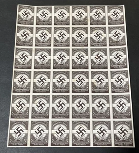 Hoja completa de estampillas conmemorativas del Tercer Reich alemán X36 MNH SEGUNDA GUERRA MUNDIAL SEGUNDA GUERRA MUNDIAL - Imagen 1 de 2