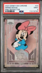 2023 Topps Chrome Disney 100 #23 Minnie Mouse Pink Refractor /299 PSA 9 - Picture 1 of 3