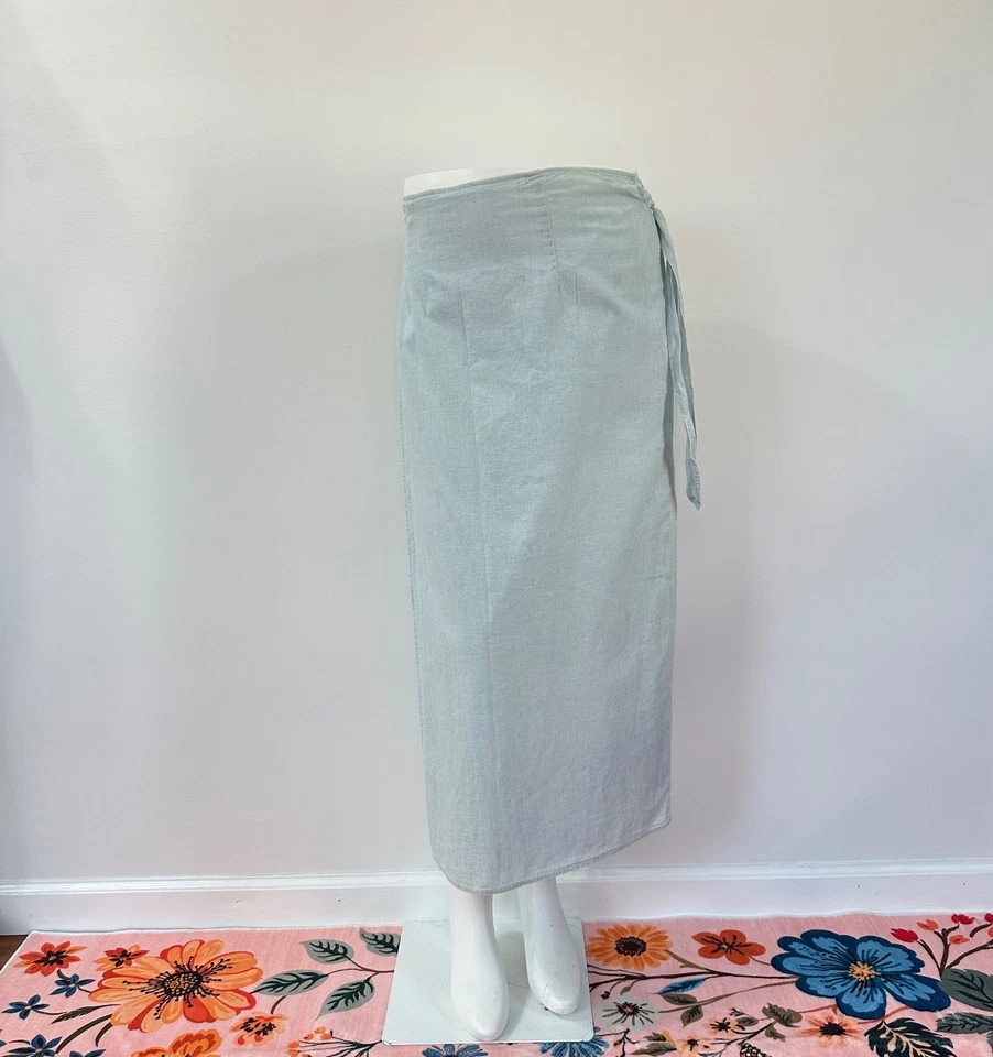 Ralph Lauren женщин хлопок надежном Midi юбка размер L синий 90-х винтажный Chambray - Изображение 1 из 4