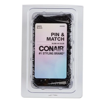 500 Count Black Bobby Pin Set For Hairstyles Updos Curls Waves By Conair - Image 1 of 4