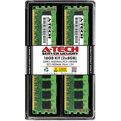 A-Tech 16GB 2x 8GB 1Rx4 PC3-12800R DDR3 1600MHz ECC RDIMM REG Server Memory RAM - Image 1 of 4