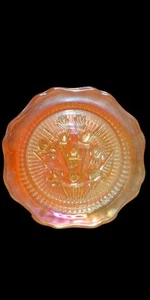 Jeannette Glass Co Iris & Herringbone Pattern 5 1/2" Saucer Iridescent Marigold - Picture 1 of 6