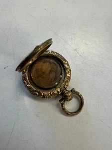 STUNNING ANTIQUE GOLD PLATED LOCKET PENDANT - OPENS WITH LOCK OF HAIR - Picture 1 of 13