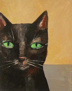 Buy 2 Get the 3rd FREE, 11 x 14, Art PRINTS, Wall Art, Folk Art, Cat Art Print - Picture 1 of 3