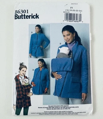 Butterick Maternity Sewing Pattern B6301 Vest Coat and Belt Baby Flap Sz 16-24 - Image 1 of 4
