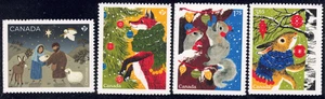 2025 Canada-SC# Christmas-Fox-Squirrels-Rabbits-4 Diff. from booklets-M-NH - Picture 1 of 1