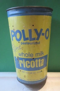 OLD Polly-O VTG PASTEURIZED WHOLE MILK RICOTA advertising METAL container 3 LBS - Picture 1 of 8