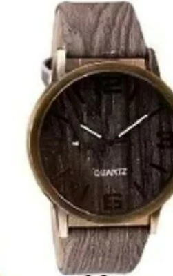 Women Fashion Simulated Wood Style Watch.  Waterproof Faux Leather FREE SHIPPING - Image 1 of 2