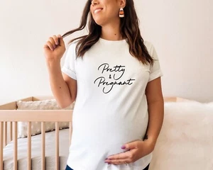 Pretty & Pregnant Maternity T-shirt | Maternity T-shirt White Black - Picture 1 of 3