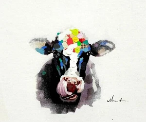 Happy Cow- #4 , 8x10 Hand painted on Giclee Canvas, Canvas-only - Picture 1 of 5