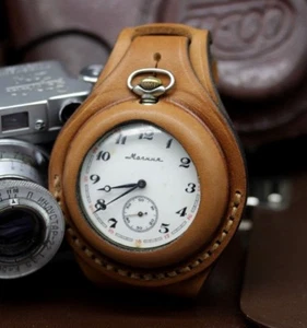 New! WW1 times New Leather STRAP Band WRISTBAND For Pocket Watch 45mm WWII - Picture 1 of 38