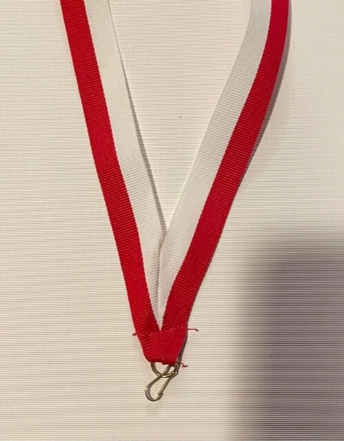 Lot 10 Red / White Neck Drape award Ribbons Lanyard  7/8" x 32"  FREE SHIPPING - Image 1 of 1