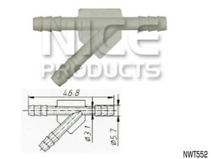 NICE NWT552 UNIVERSAL 3 WAY WASHER HOSE CONNECTION JOINER 5.7mm OUTLET x1 - Picture 1 of 3