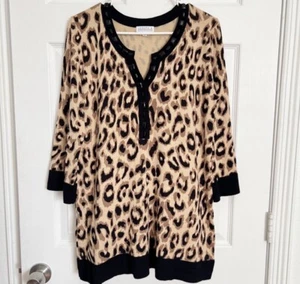 Joseph A. | Leopard Animal Print Beaded Tunic Sweater Size L - Picture 1 of 9