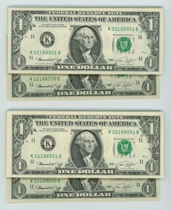 FR1908K US $1 1974 (100 Notes) Dallas Consecutive Serial #'s UNC DC-6055 - Picture 1 of 2