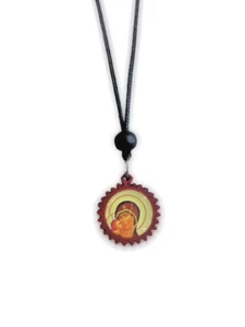 1" Wooden Traditional Byzantine Greek Orthodox Virgin Mary Pendant Necklace - Picture 1 of 3