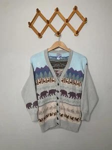 Cárdigan suéter vintage 1987 Blueberry Woolens Creatures of the Forest talla M - Imagen 1 de 9