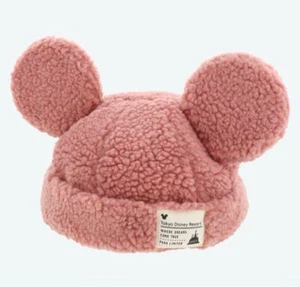 Japan Tokyo Disney Resort Ears Mickey limited Fluffy Winter Pink Cap Hat Used - Picture 1 of 1