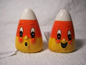 NEW Set Johanna Parker Candy Corn Salt & Pepper Shakers Halloween Fall - Picture 1 of 4