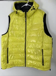 CALVIN KLEIN Men`s XXL Hooded Puffer Vest Water resistant Yellow Glaze - Picture 1 of 4