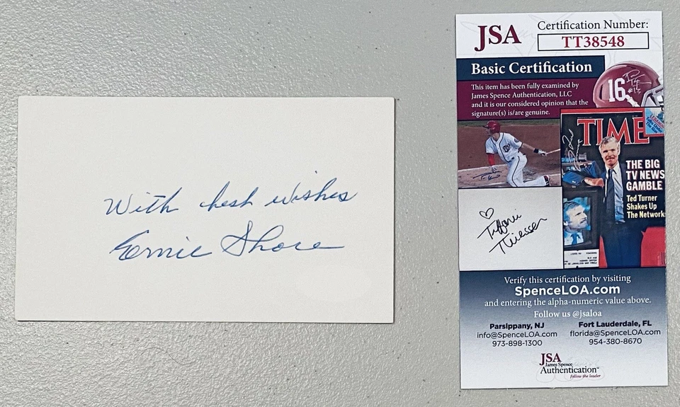 Ernie Shore Signed Autographed 3x5 Card JSA Certed Boston Red Sox Perfect Game - Image 1 of 1