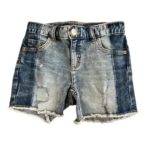 Justice Girls Shorts Size 12 Blue Jeans Distressed Raw Edges Two Tone - Picture 1 of 8