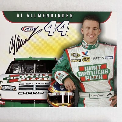 A J ALLMENDINGER 2009 #44 DODGE HUNT BROS BERÇO CARTÃO DE HERÓI autografado foto V1 - Imagem 1 de 2