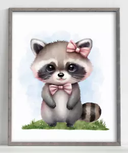 Nursery Wall Art Print, Baby Raccoon Kids Room Print, Baby Wall Decor Print #99 - Picture 1 of 2